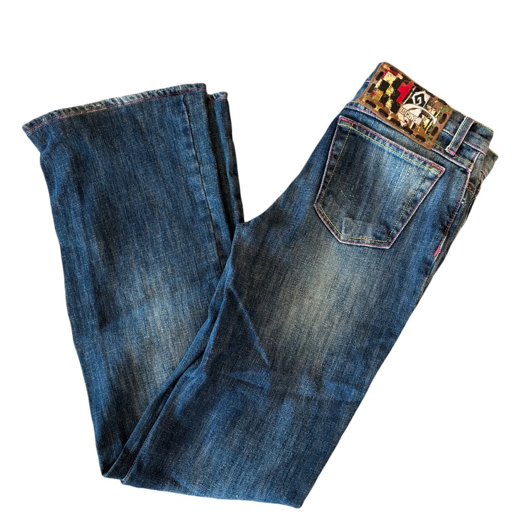 Just Cavalli Women's Blue Denim Jeans with Embellished Back Patch